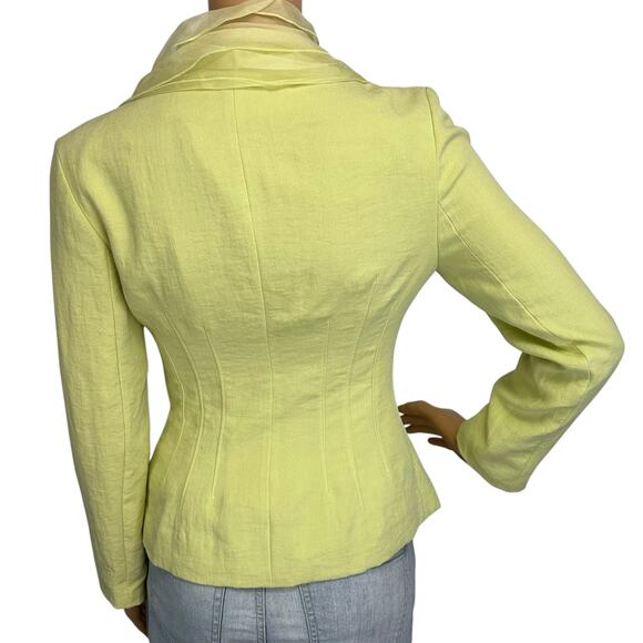 Vintage Y2K Marc Jacobs Blazer Jacket Chartreuse Green Yellow Ruffle Size 2 - Picture 5 of 10
